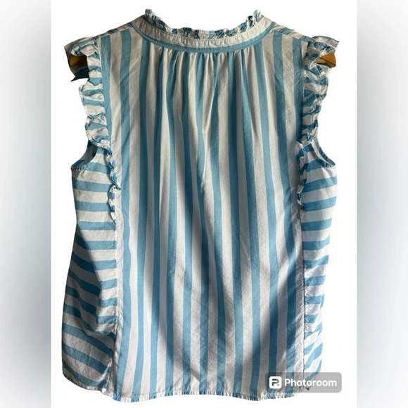 Draper James Connie Top in blue & white Awning Stripe. Size XL - Picture 4 of 10
